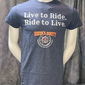 Biker’s Booty Live to Ride Ride to Live Gray T-Shirt for Men